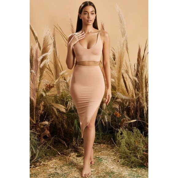 NWT Oh POLLY CROSS MY MIND  Plunge Neck Crop Top Color Tan Size US 10 - Picture 4 of 10